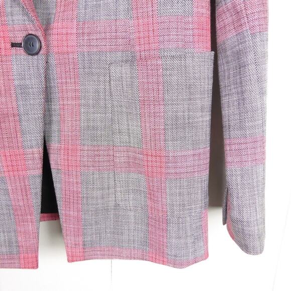 Halogen Blazer Womens SZ M Plaid Gray/Pink Single Button Business Casual Career - Picture 2 of 10